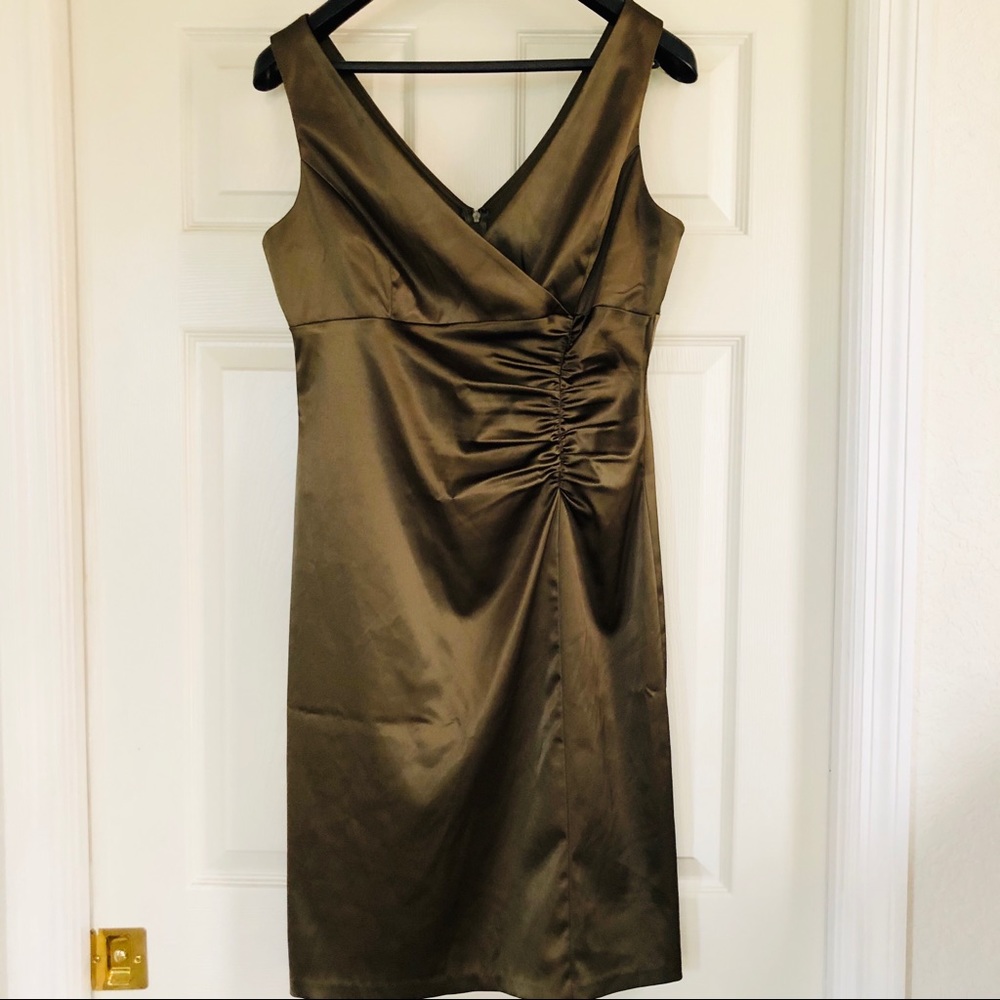 Betsy & Adam Olive Cocktail Dress